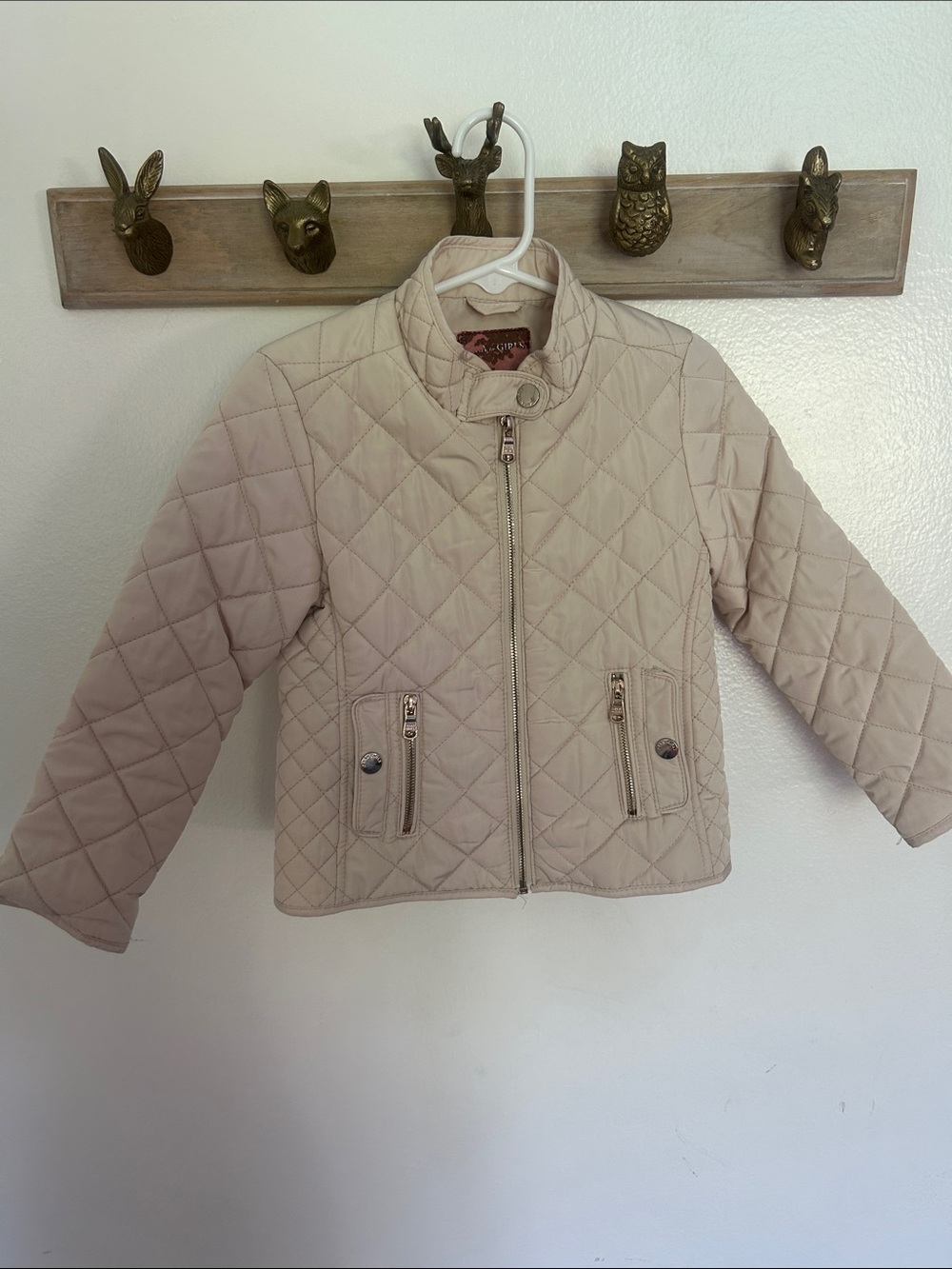 Zara Girls Quilted Zip Jacket - Cream